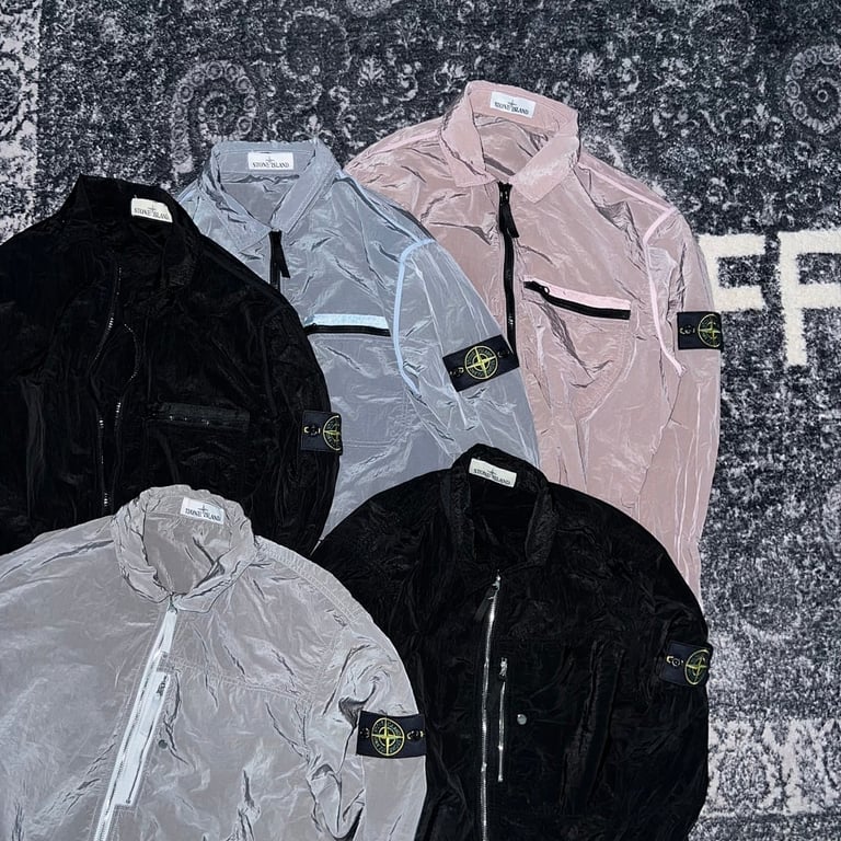 Stone Island 24SS Metallic Nylon Overshirt Ice Blue - 3