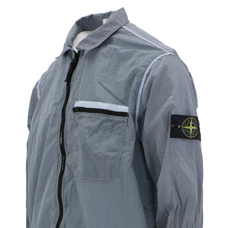 Stone Island 24SS Metallic Nylon Overshirt Ice Blue - 21