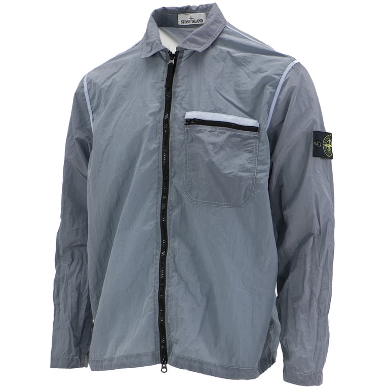 Stone Island 24SS Metallic Nylon Overshirt Ice Blue - 22