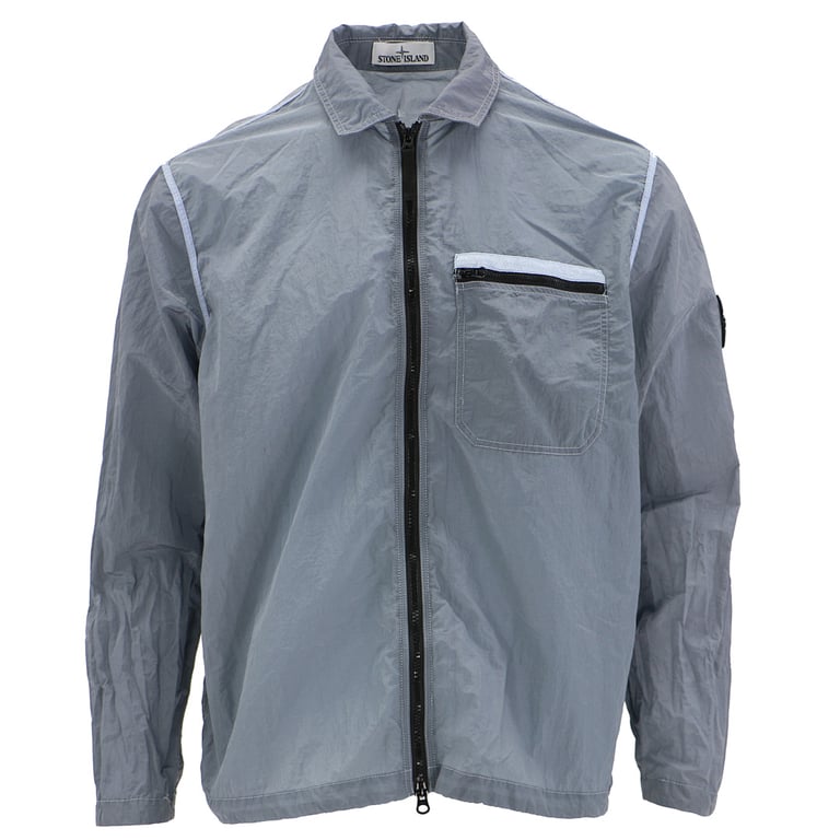 Stone Island 24SS Metallic Nylon Overshirt Ice Blue - 23