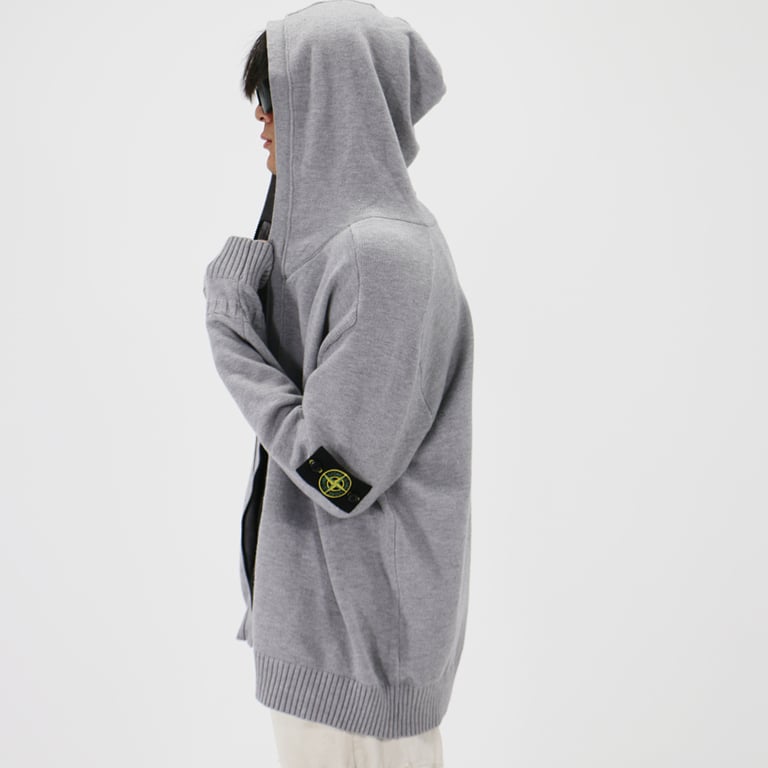Stone Island Knitted Zip Hoodie Grey - 2
