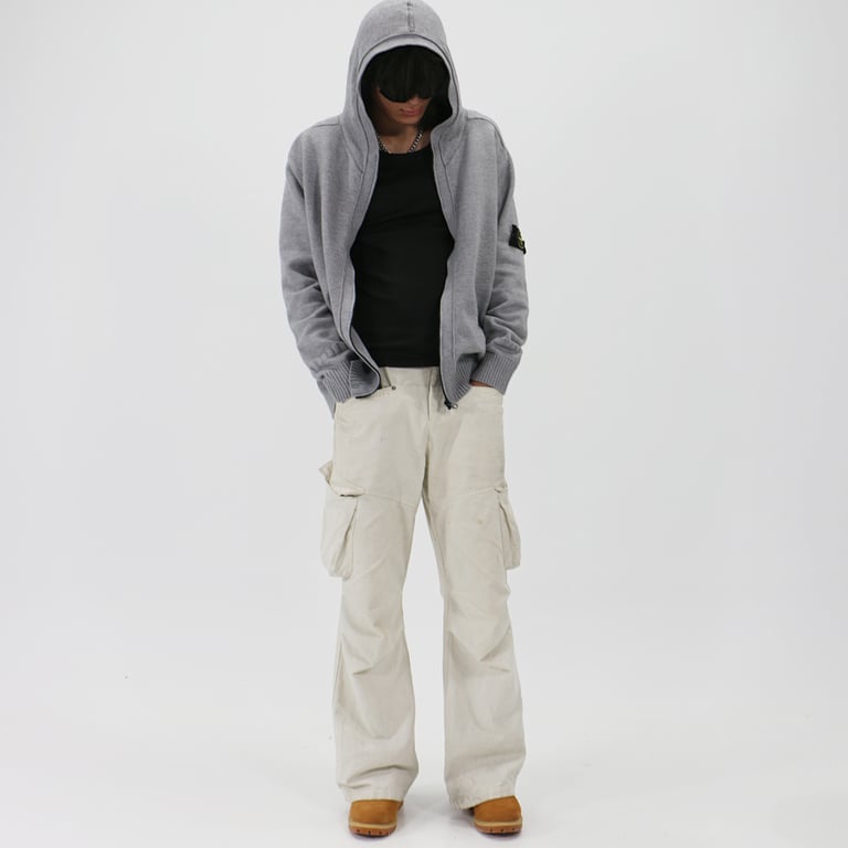 Stone Island Knitted Zip Hoodie Grey - 4
