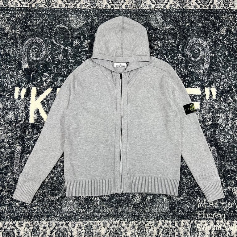 Stone Island Knitted Zip Hoodie Grey - 38