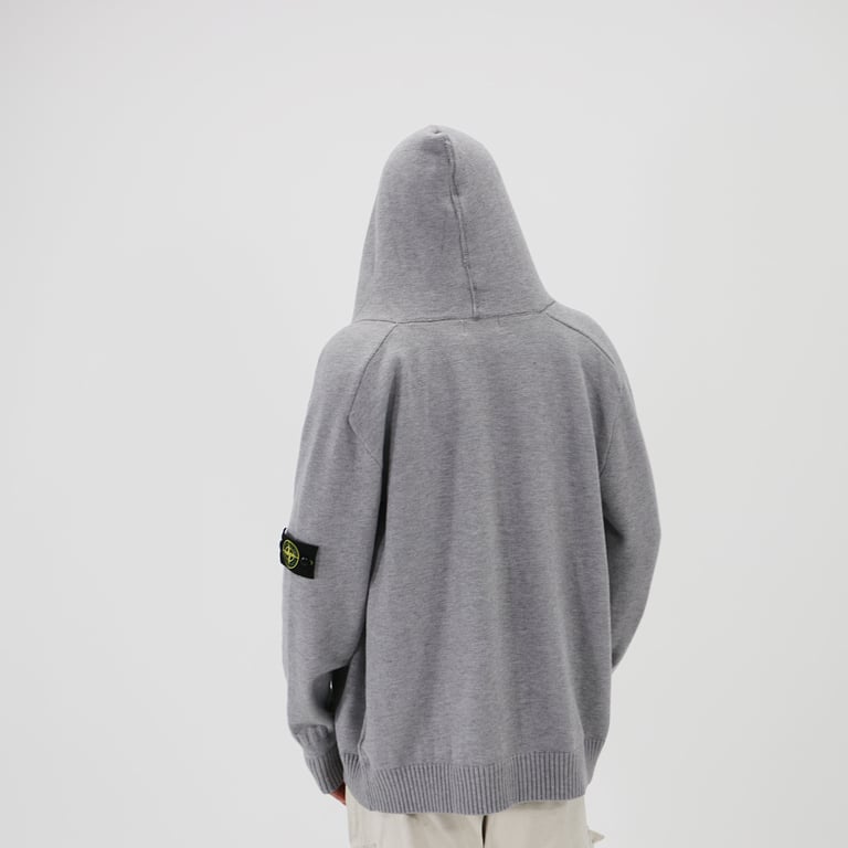 Stone Island Knitted Zip Hoodie Grey - 5