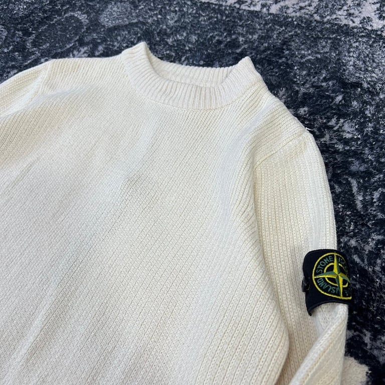 Stone Island 23FW Ribbed Crewneck Sweater Cream - 7