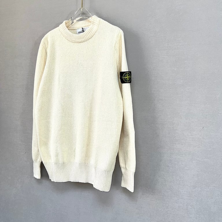 Stone Island 23FW Ribbed Crewneck Sweater Cream - 8