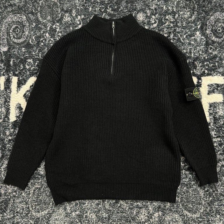 Stone Island Half-Zip Ribbed Knit Sweater - 14