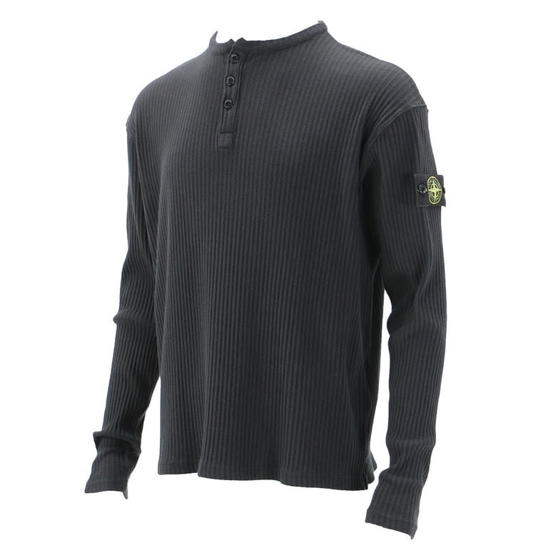 Stone Island Ribbed Henley Long Sleeve - 4