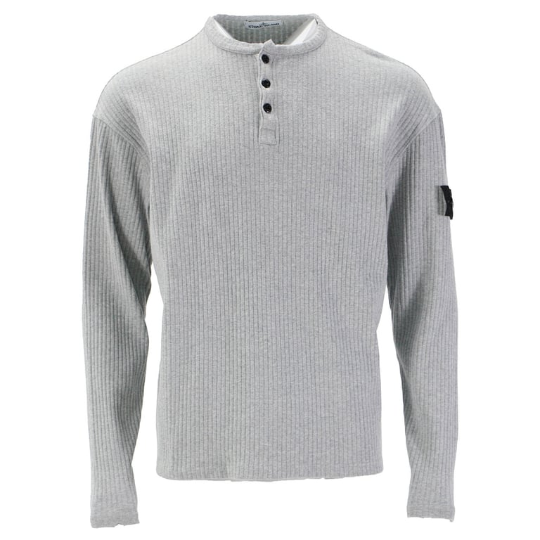 Stone Island Ribbed Henley Long Sleeve - 8