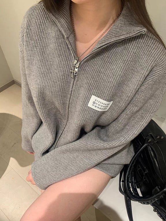 Maison Margiela Zip-Up Ribbed Sweater - 5