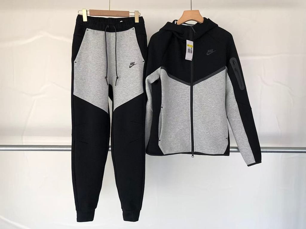 Nike Tech Fleece Tracksuit Grey Black - 69