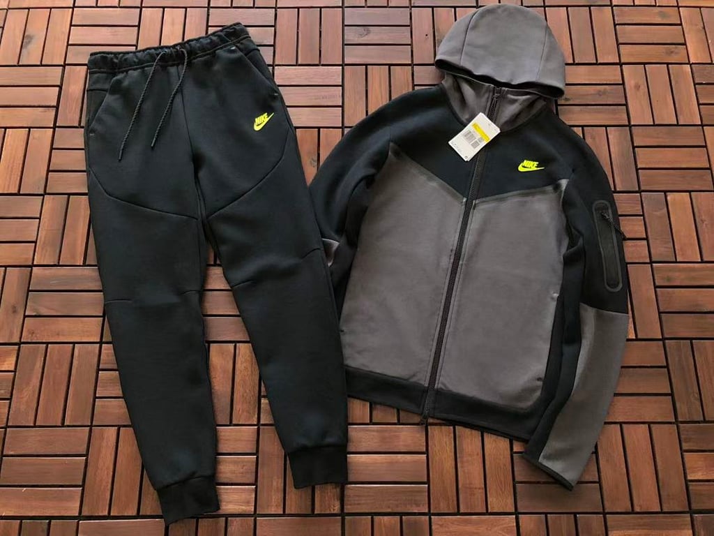 Nike Tech Fleece 2020 Tracksuit Black Grey Lime - 4