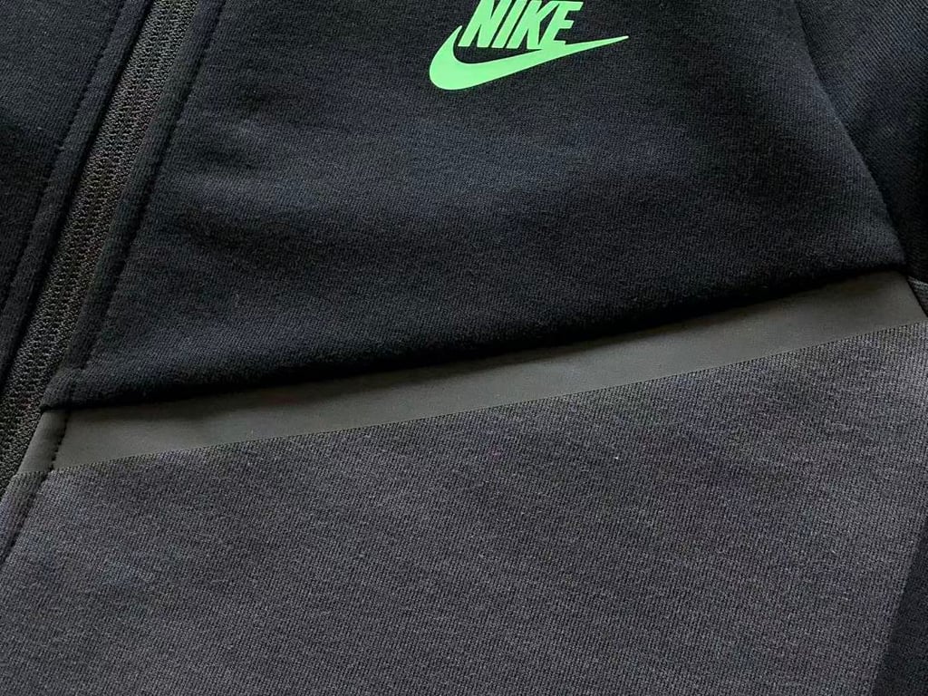 Nike Tech Fleece Tracksuit Black Grey Neon Green - 13