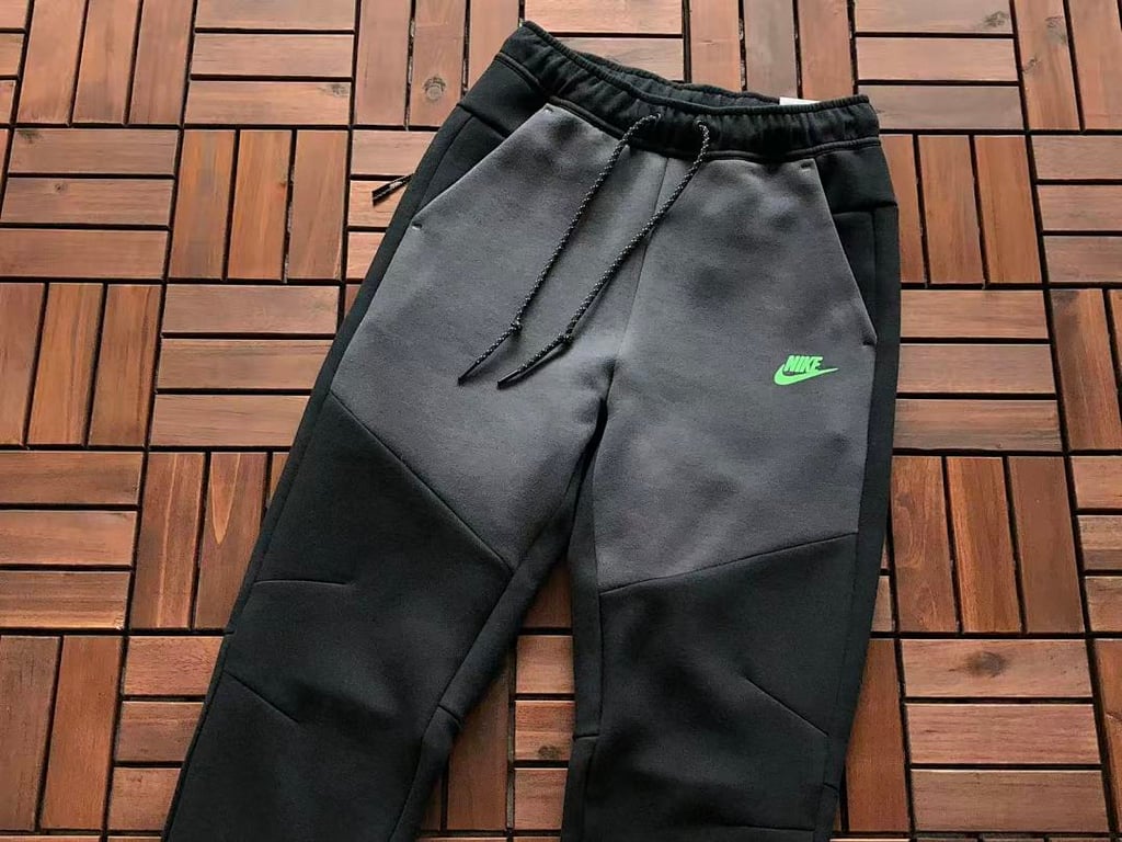 Nike Tech Fleece Tracksuit Black Grey Neon Green - 60