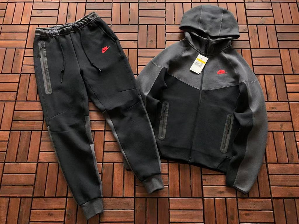 Nike Tech Fleece Set Black Grey Red - 3