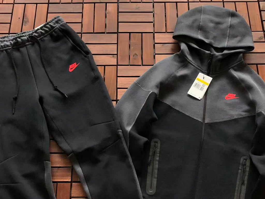 Nike Tech Fleece Set Black Grey Red - 5