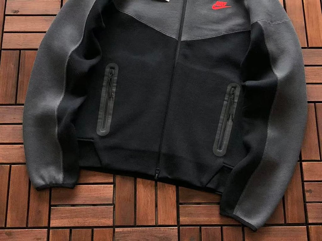 Nike Tech Fleece Set Black Grey Red - 10