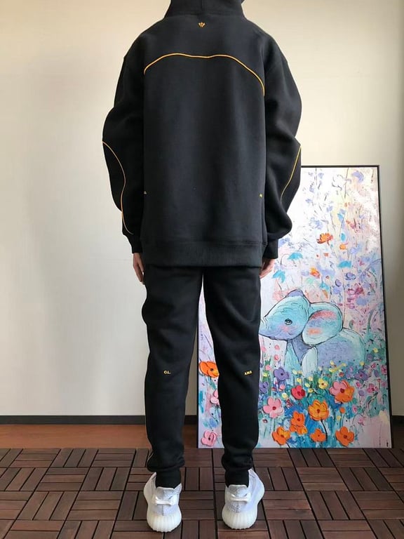 Nike Nocta Fleece Hoodie and Pants Set Black Yellow - 9