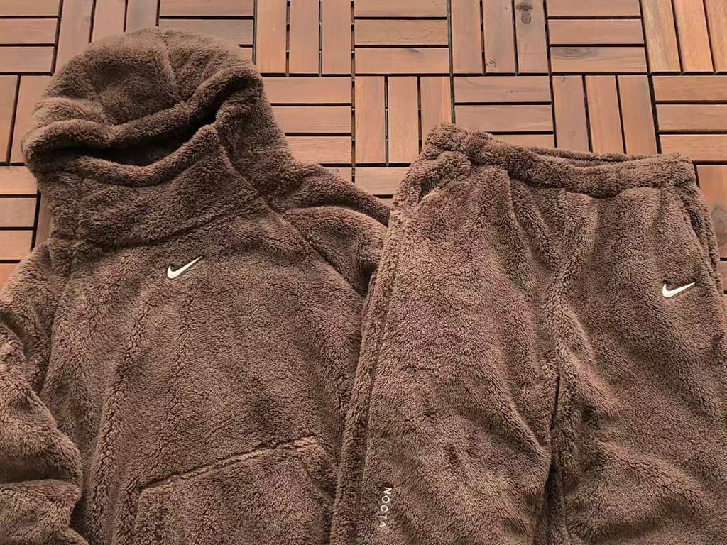 Nike Nocta Fleece Tracksuit Brown - 12