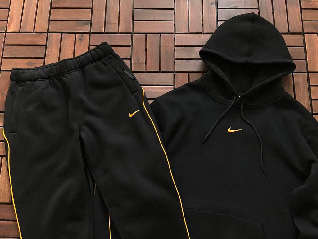 Nike Nocta Fleece Hoodie & Trousers Set Black Yellow - 11