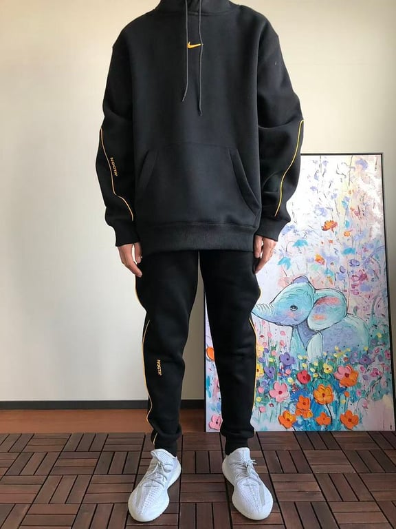 Nike Nocta Fleece Hoodie & Trousers Set Black Yellow - 8