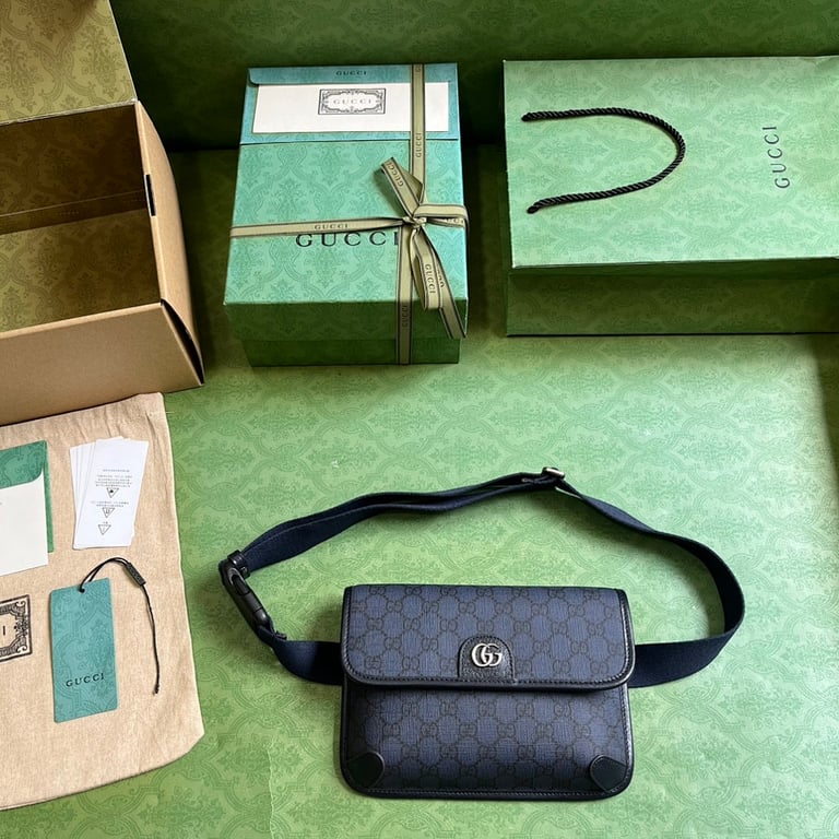 Gucci Ophidia GG Small Belt Bag Blue Black 752597 - 2