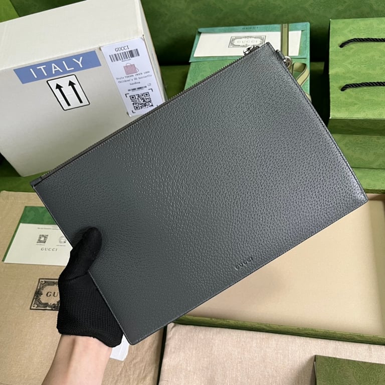 Gucci GG Marmont Leather Clutch Grey - 9