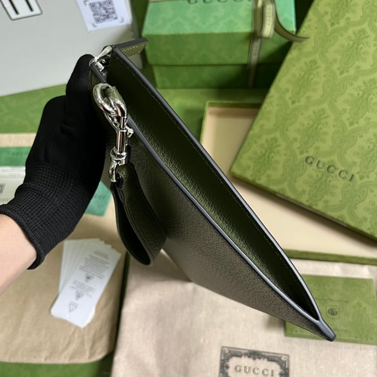 Gucci GG Marmont Leather Clutch Forest Green - 7