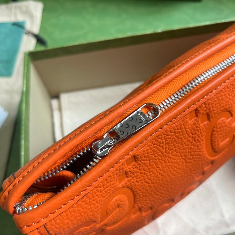 Gucci Jumbo GG Leather Clutch Orange - 5