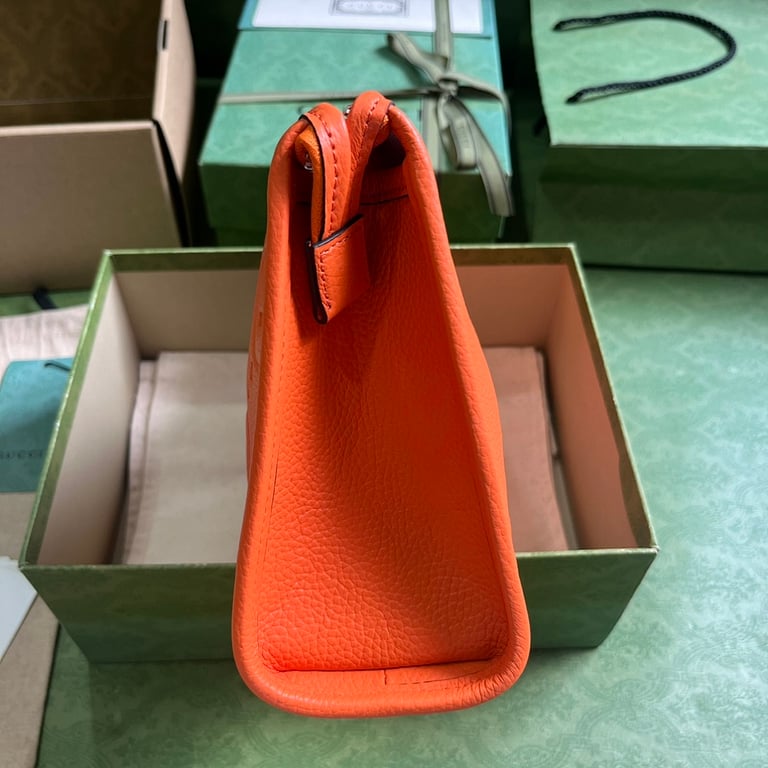 Gucci Jumbo GG Leather Clutch Orange - 7