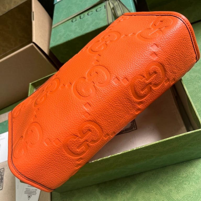 Gucci Jumbo GG Leather Clutch Orange - 8