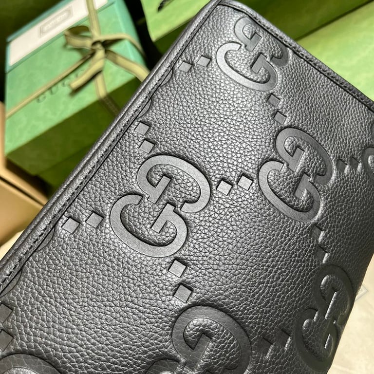 Gucci Jumbo GG Leather Clutch 739490 Black - 6