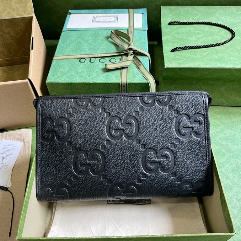 Gucci Jumbo GG Leather Clutch 739490 Black - 9
