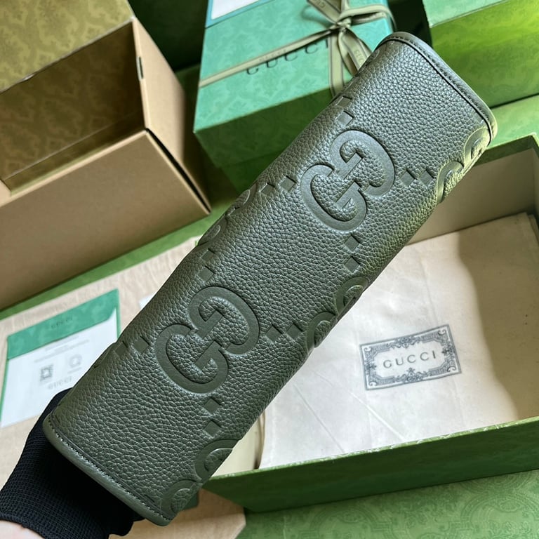 Gucci Jumbo GG Leather Clutch Green - 8