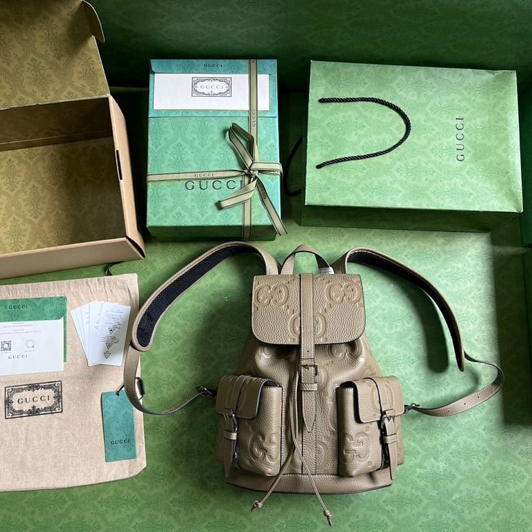 Gucci Jumbo GG Leather Backpack Taupe - 2