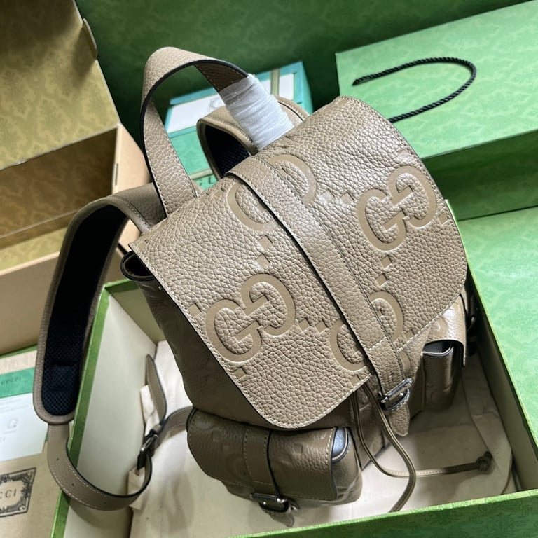 Gucci Jumbo GG Leather Backpack Taupe - 5