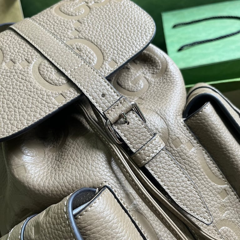 Gucci Jumbo GG Leather Backpack Taupe - 6