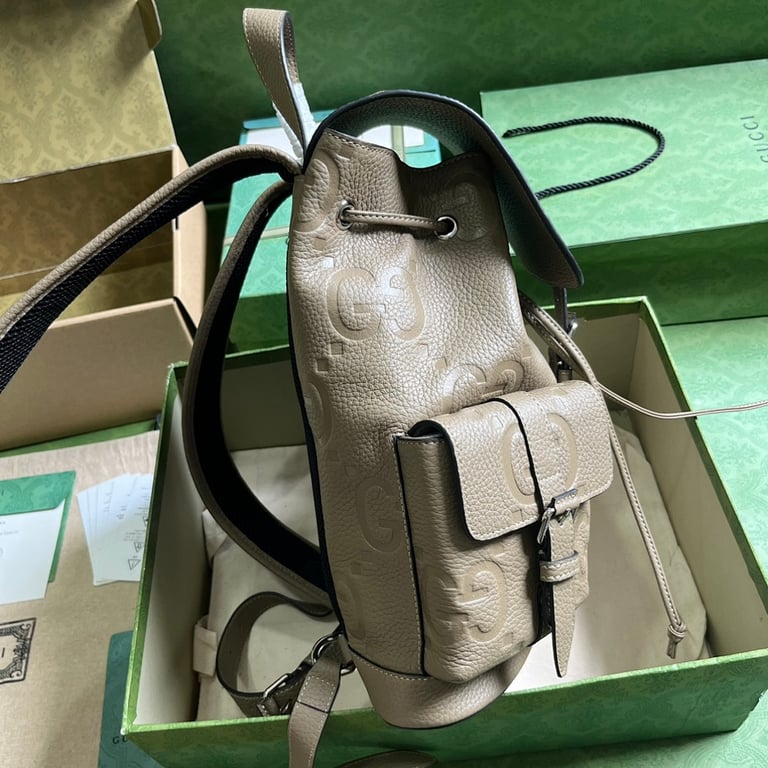 Gucci Jumbo GG Leather Backpack Taupe - 7