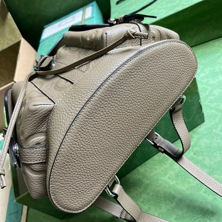 Gucci Jumbo GG Leather Backpack Taupe - 8