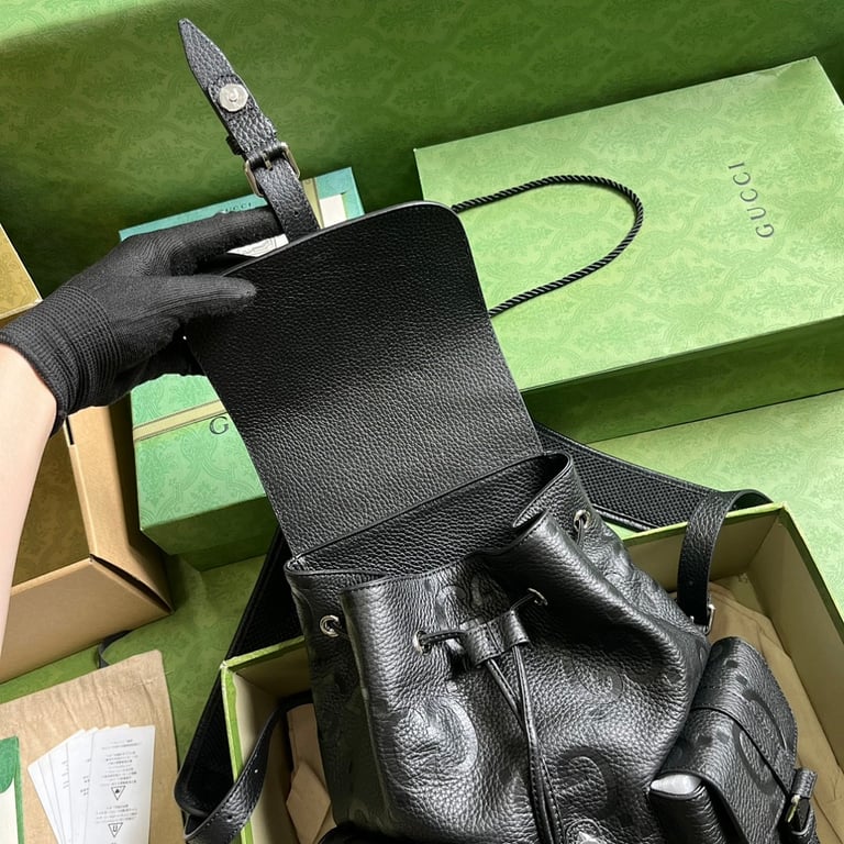 Gucci Jumbo GG Leather Backpack Black - 4