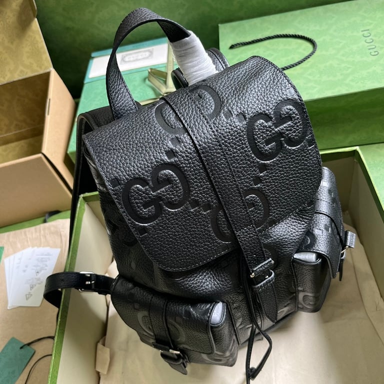 Gucci Jumbo GG Leather Backpack Black - 5