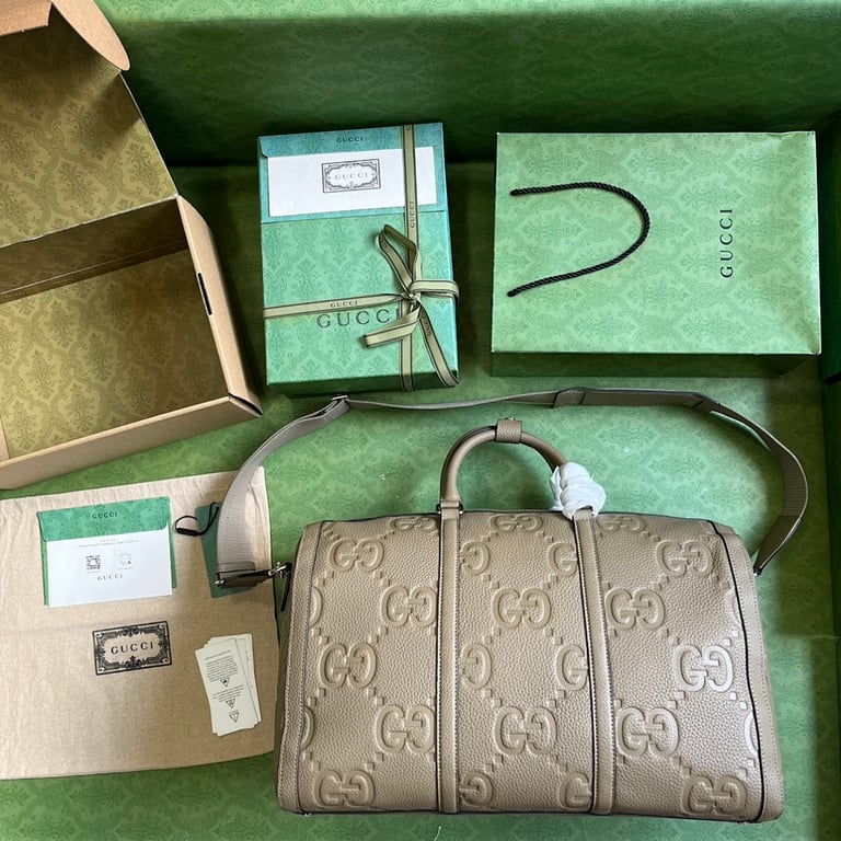 Gucci Jumbo GG Small Duffle Bag Grey - 2