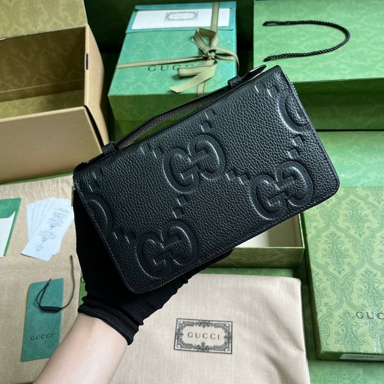 Gucci Jumbo GG Travel Document Case Black - 9
