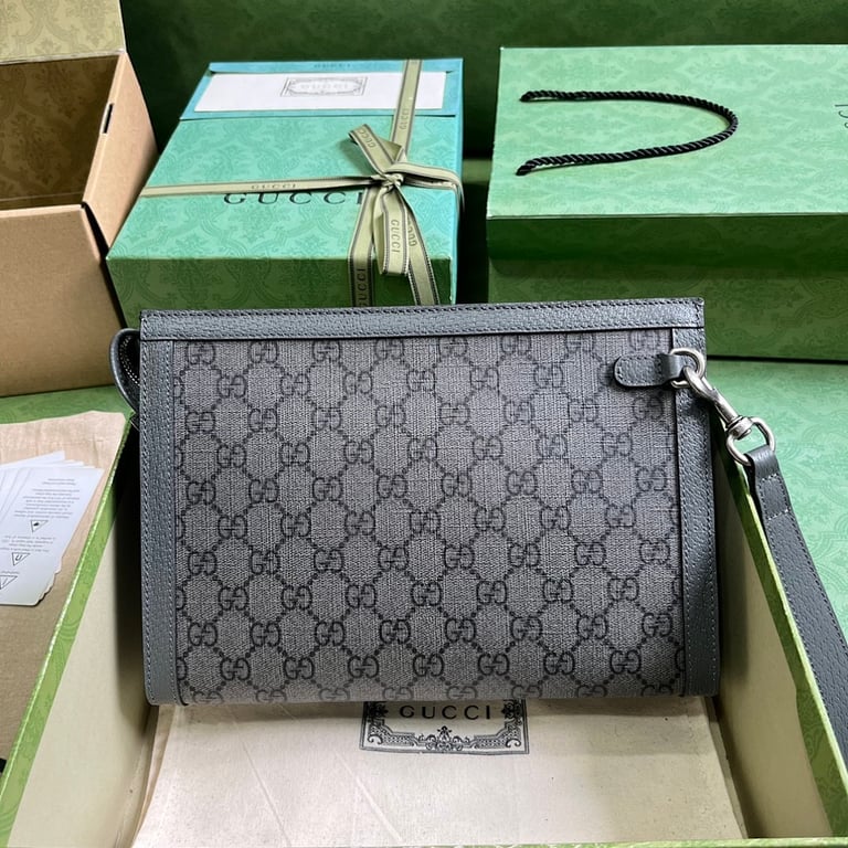 Gucci Ophidia GG Supreme Clutch Grey Black - 9