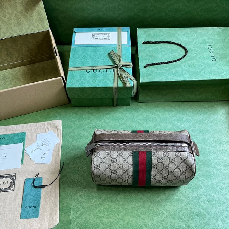 Gucci GG Supreme Web Toiletry Bag Beige Ebony - 2