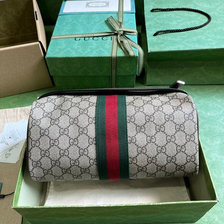 Gucci GG Supreme Web Toiletry Bag Beige Ebony - 9