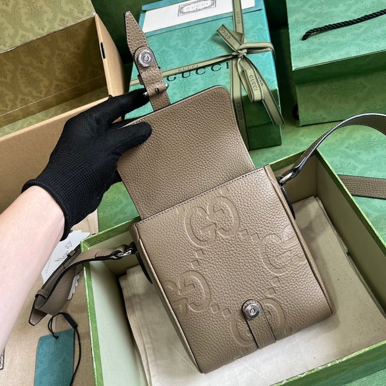 Gucci Jumbo GG Small Messenger Bag Grey - 4
