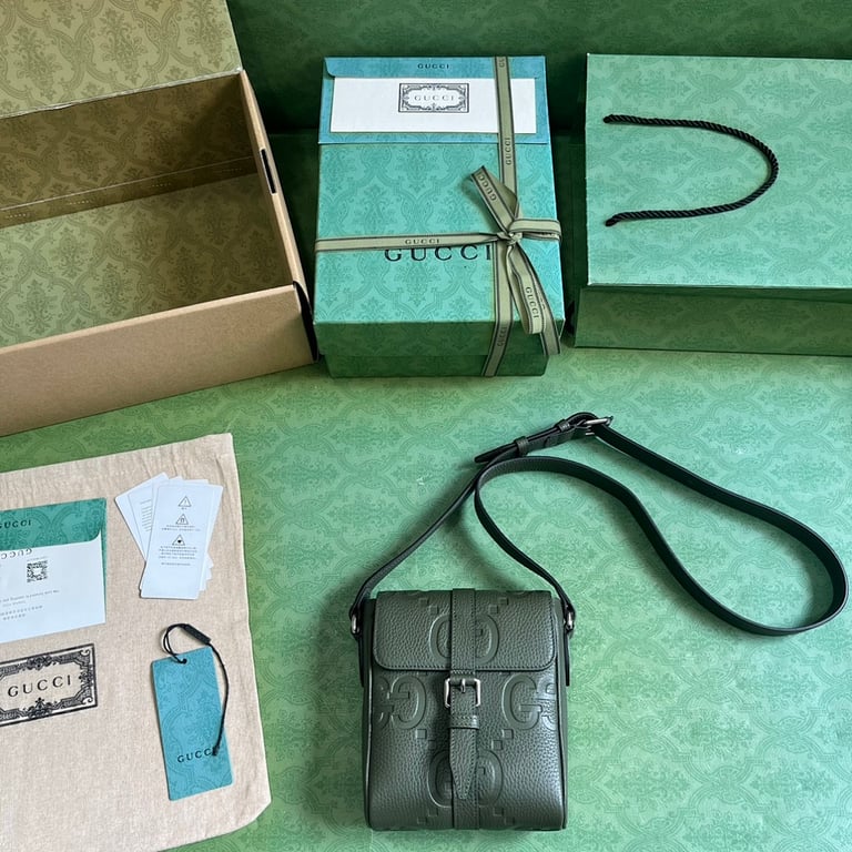 Gucci Jumbo GG Small Messenger Bag Dark Green - 2