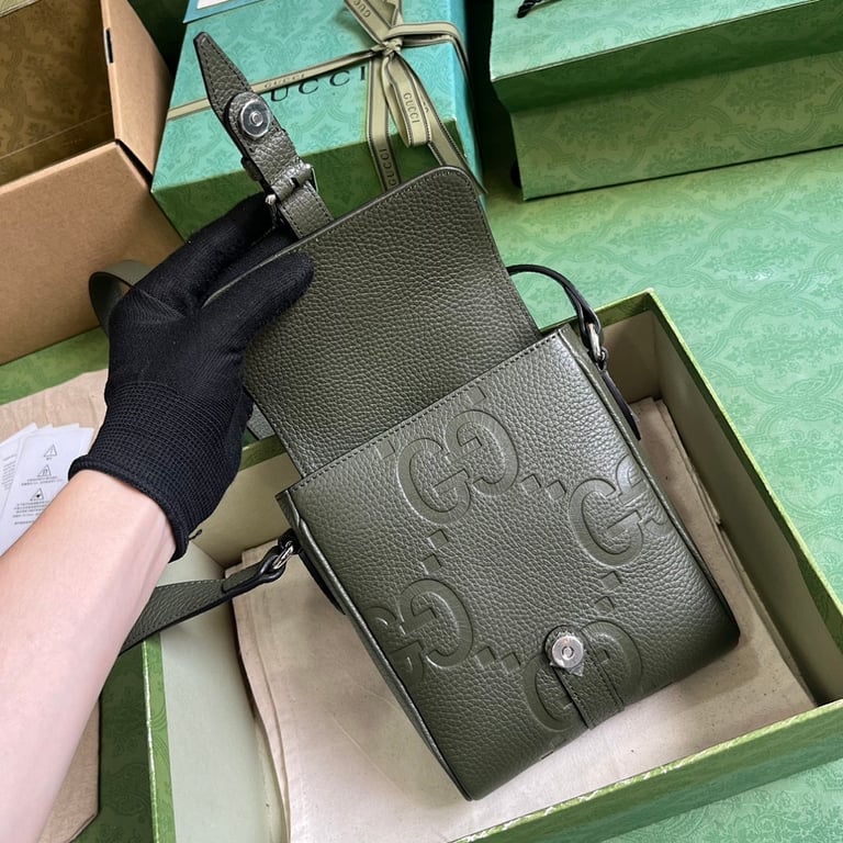 Gucci Jumbo GG Small Messenger Bag Dark Green - 4