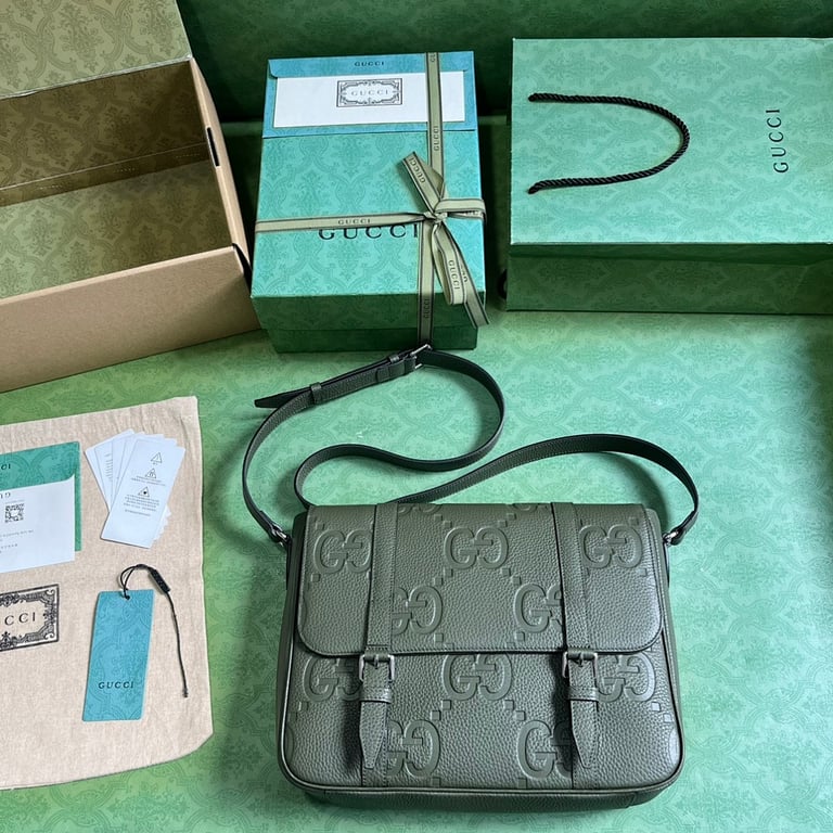 Gucci Jumbo GG Medium Messenger Bag Dark Green - 2